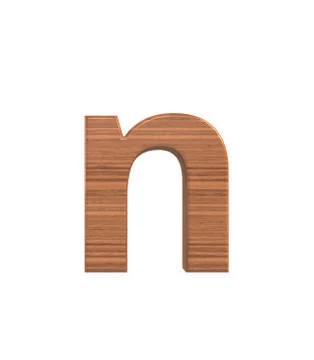 Font Polished walnut lowercase n render Stock Illustration