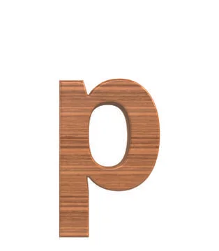 Font Polished walnut lowercase p render Stock Illustration