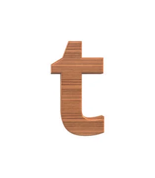 Font Polished walnut lowercase t render Stock Illustration