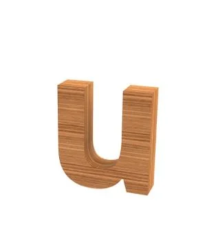 Font polished walnut lowercase u render Stock Illustration