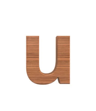 Font Polished walnut lowercase u render Stock Illustration