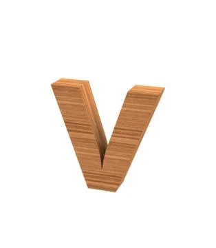 Font polished walnut lowercase v render Stock Illustration