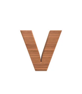 Font Polished walnut lowercase v render Stock Illustration