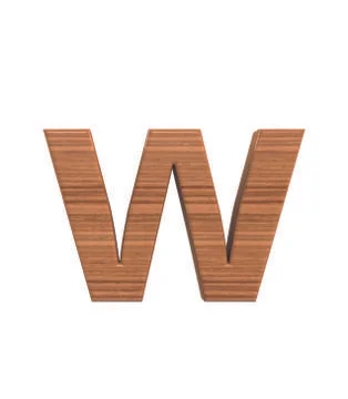 Font Polished walnut lowercase w render Stock Illustration