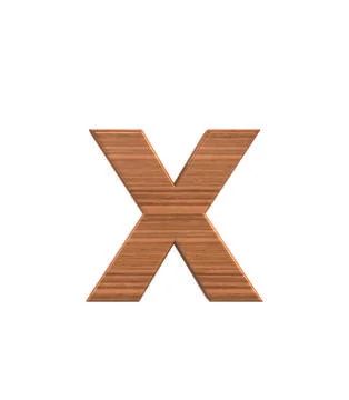 Font Polished walnut lowercase x render Stock Illustration
