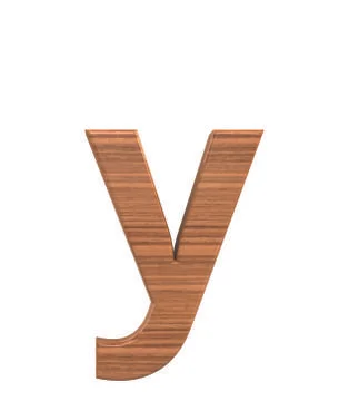 Font Polished walnut lowercase y render Stock Illustration