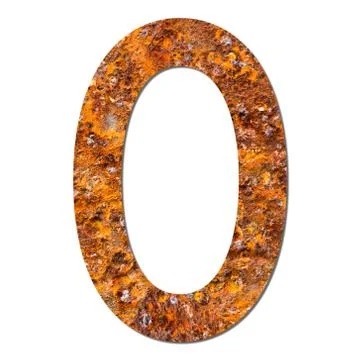 Font rusty steel texture numeric zero 0 Stock Photos