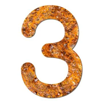 Font rusty steel texture numeric three 3 Stock Photos