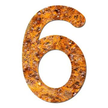 Font rusty steel texture numeric six 6 Stock Photos