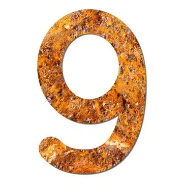 Font rusty steel texture numeric nine 9 Stock Photos