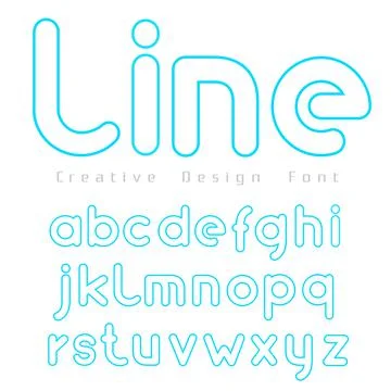 Font set vector with outline Blue Color on white background for you design Stock Illustration