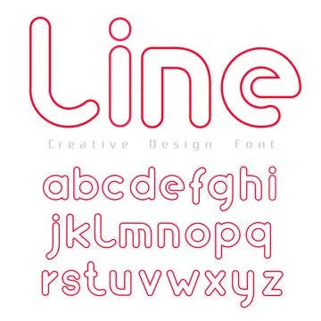 Font set vector with outline Red Color  on white background for you design Stock Illustration