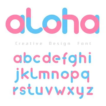 Font set vector with pink and Blue Color on white background for you design,F Stock Illustration