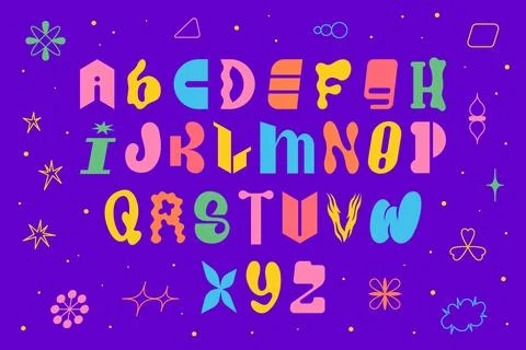 Font shape funky. Logo figure alphabet. Typeface geometric child. Abstract .. Illustrazione stock