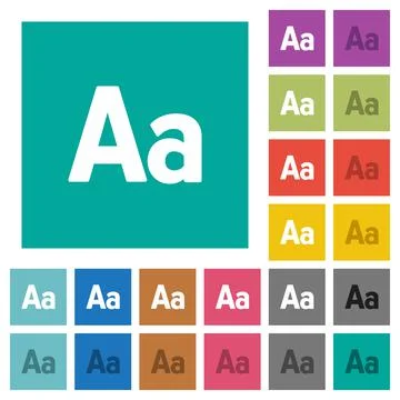 Font size square flat multi colored icons Stock Illustration