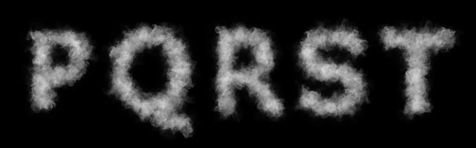 Font of smoke or cloud. Letters P,Q,R,S,T. Stock Illustration