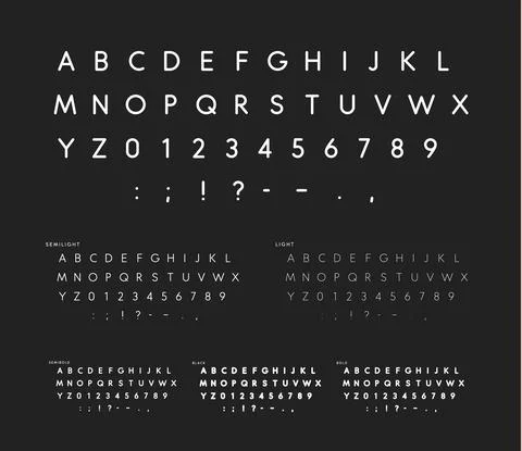 Font with soft corners, linear sans serif alphabet, modern white letters Stock Illustration