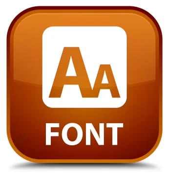 Font special brown square button Stock Illustration