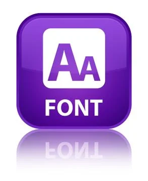 Font special purple square button Stock Illustration