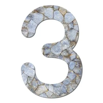 Font stone wall texture numeric 3 Stock Photos