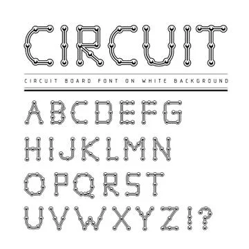 Font stylized track electronic circuit board. Stock Illustration