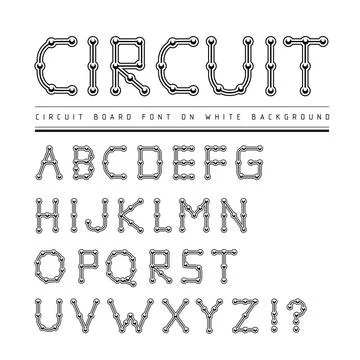 Font stylized track electronic circuit board. Font stylized track electron... Stock Photos