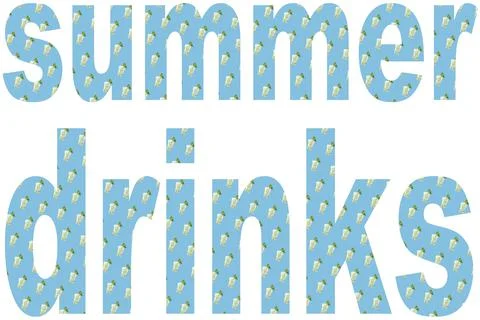 Font summer drinks with transparency pattern with glasses of mojito on blue b Foto stock