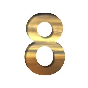 Font on the sunset sky. The digit eight, 8 cut out of paper on the background Stock Illustration