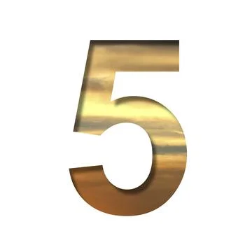 Font on the sunset sky. The digit five, 5 cut out of paper on the background  Stock Illustration