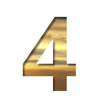 Font on the sunset sky. The digit four, 4 cut out of paper on the background  Stock Illustration