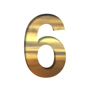 Font on the sunset sky. The digit six, 6 cut out of paper on the background o Stock Illustration