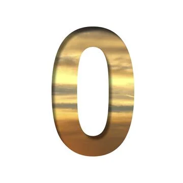 Font on the sunset sky. The digit zero, 0 cut out of paper on the background  Stock Illustration