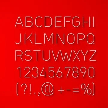 Font Thin Lines with Shadow Illustrazione stock