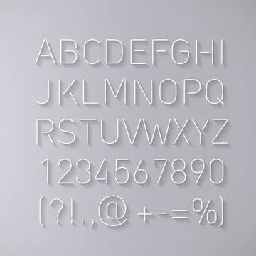 Font Thin Lines with Shadow Stock Illustration