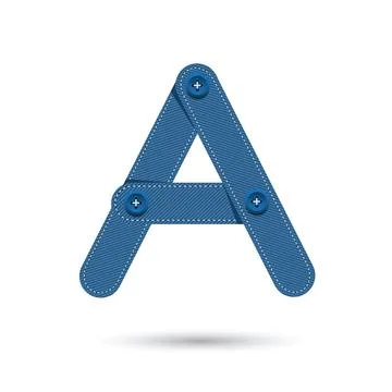 A font vector with blue Jeans on White background, Futuristic font, Cosmic, V Stock Illustration