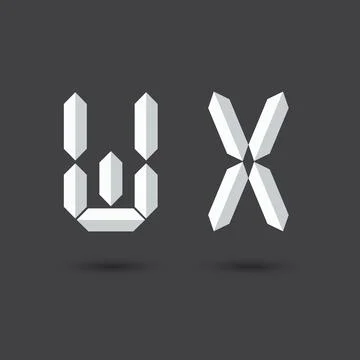 Font W ,X vector Digital Paper style on Dark background for you design,Futuri Stock Illustration