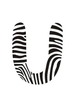 Font zebra, letter U Stock Illustration