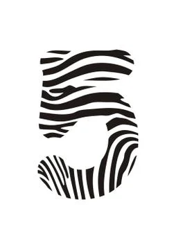 Font zebra, number five Stock-Illustration