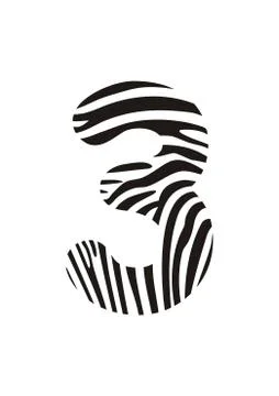 Font zebra, number three Stock-Illustration
