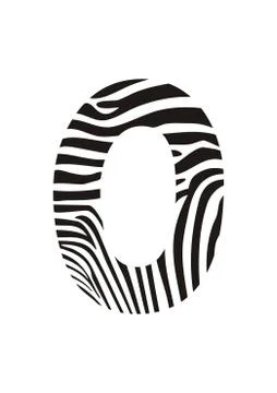 Font zebra, number zero Illustrazione stock