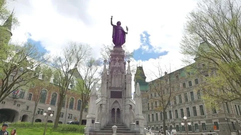 Fontaine Monument de la Foi Quebec City Stock Footage