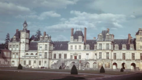 Fontainebleau Castle Facade Panoramic View on Sunny Day Historical Footage Stock Footage 294867085