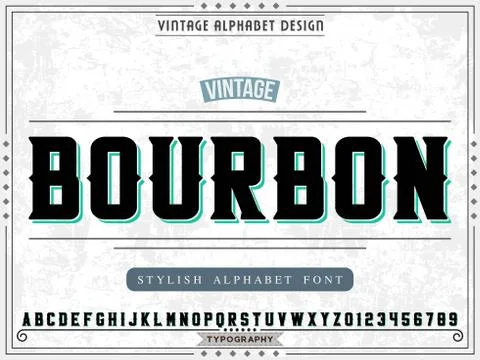 Font.alphabet. Handcrafted handwritten vector label design old style.vintage  Stock Illustration