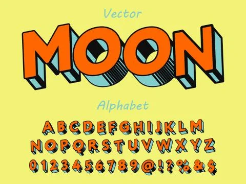 Font,Alphabet,Typeface,Typography,Lettering,Handdrawn,Script,Vintage moon Stock Illustration