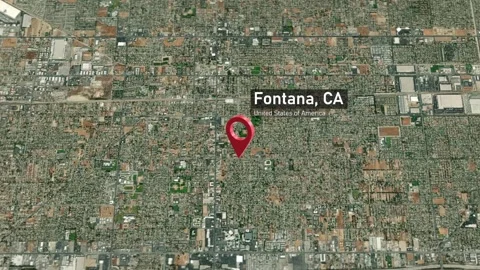 Fontana City Map Zoom (CA, USA) from Space to Earth Stock Footage 295694792