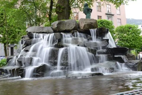 Fontana with trees Stock Photos