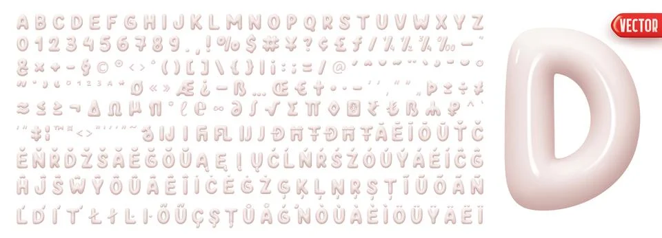 Fonts Complete set alphabetic letters and symbols and signs, numbers. Big c.. 스톡 일러스트
