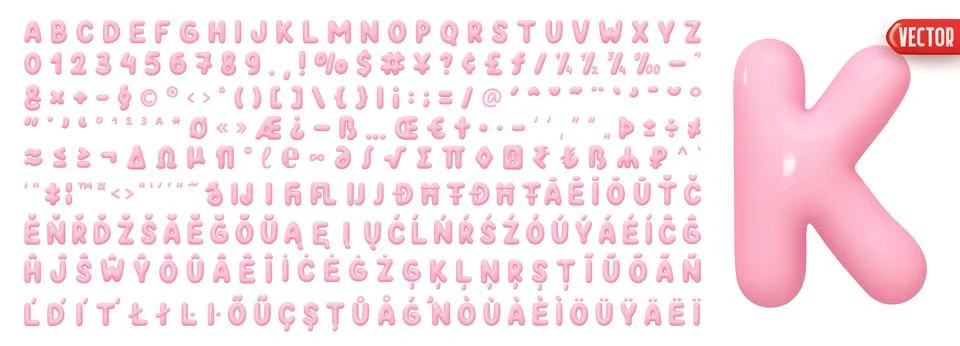Fonts Complete set alphabetic letters and symbols and signs, numbers. Big c.. 스톡 일러스트