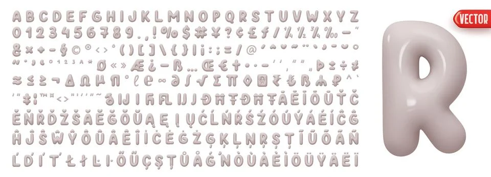 Fonts Complete set alphabetic letters and symbols and signs, numbers. Big c.. 스톡 일러스트