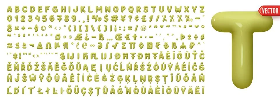 Fonts Complete set alphabetic letters and symbols and signs, numbers. Big col 스톡 일러스트